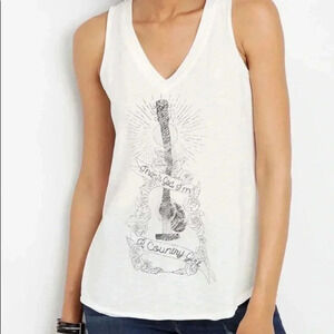 🆕Maurices White Graphic V Neck Country Girl Tank M🆕
